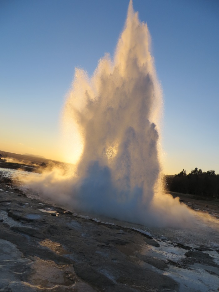Strokkur geyser erupts. The artistic angle was completely unintentional.